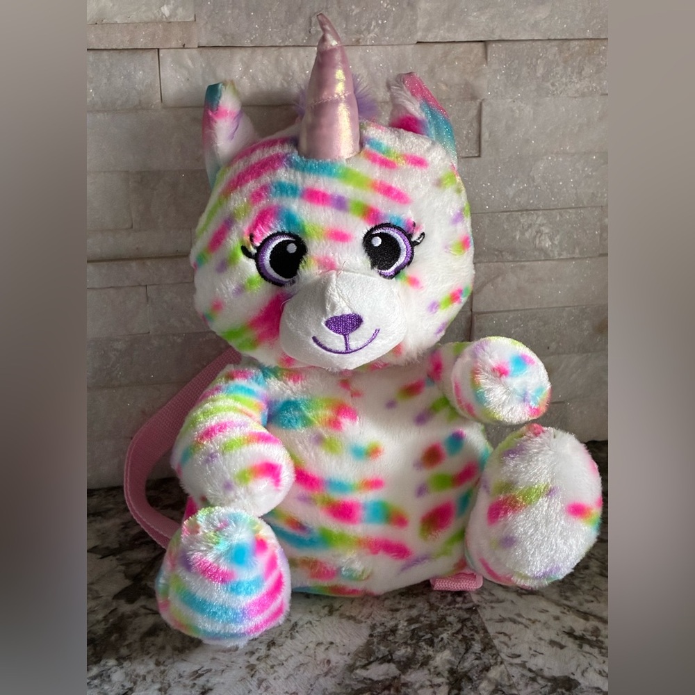 Unicorn Plush Backpack Carried Away Bags Rainbow Pink Bear